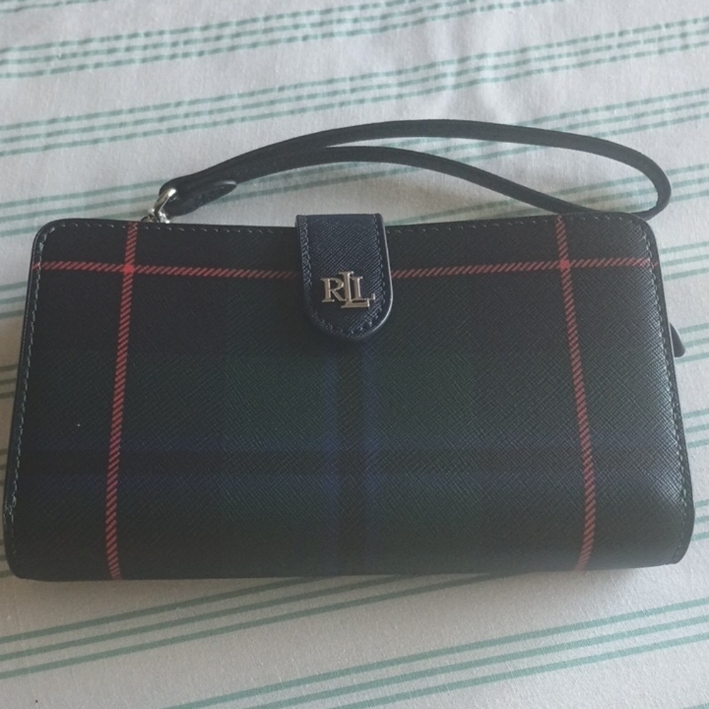 NWOT Ralph Lauren Plaid Wristlet with Strap